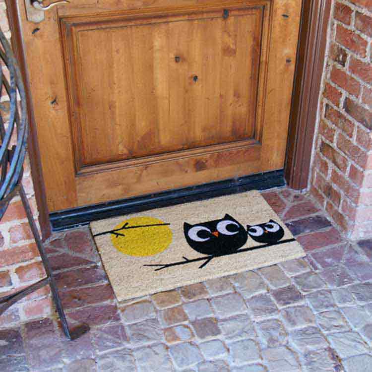 Affection! Owl Doormat with Wood Entrance Door