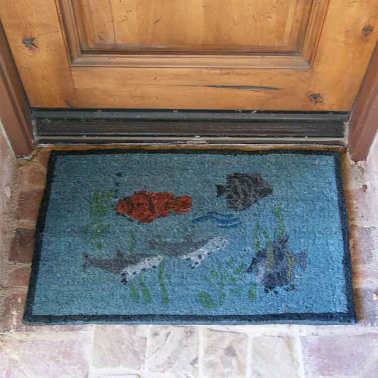 Aquarium Coconut Matting Close Up on Brick Entrance