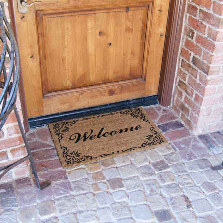 Classic American Welcome Mat with Wood Entrance Door