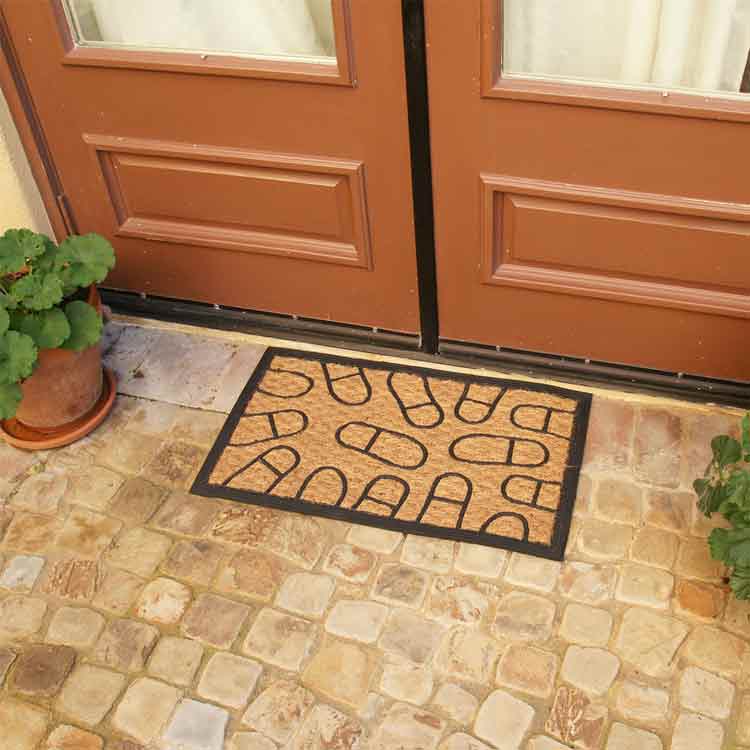 Coming and Going Outdoor Rubber Mats with Double Entrance Door