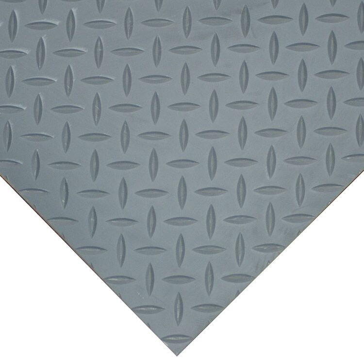 Corner of Gray Diamond Plate Pattern Rubber Flooring Roll