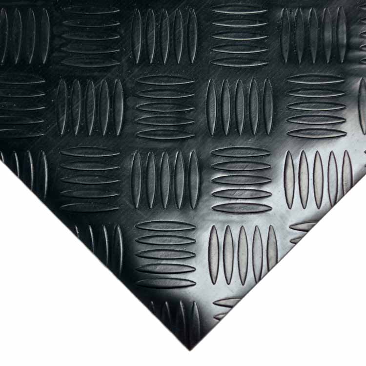 Top View of a Corner of a Black Diamond Grip PVC Non Slip Mat