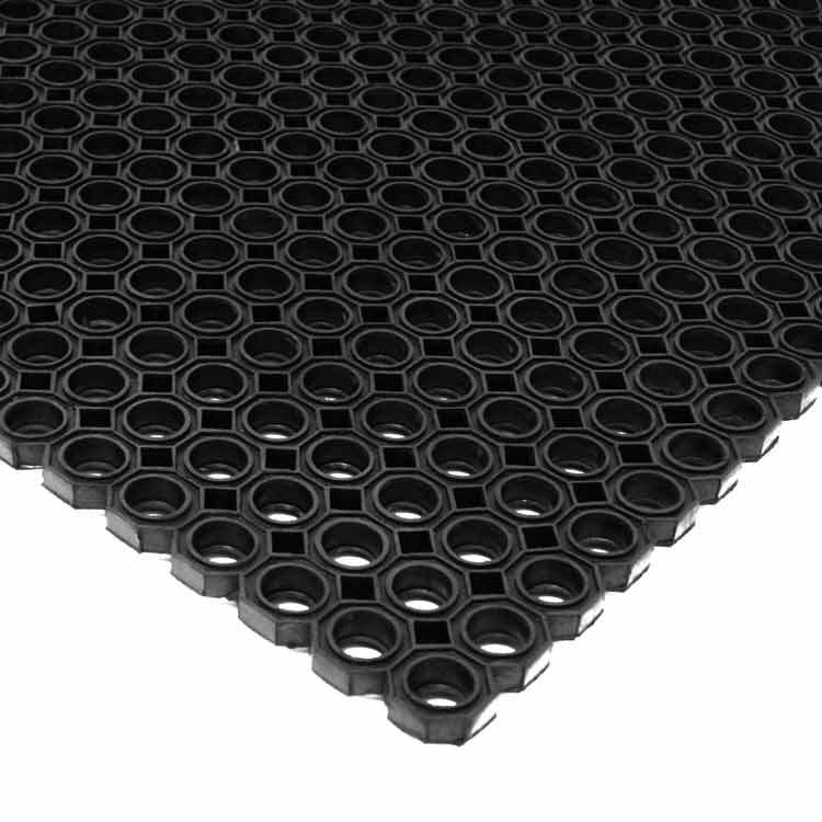 Close Up View of the Corner of a Dura Chef Octagon Rubber Kitchen Mats