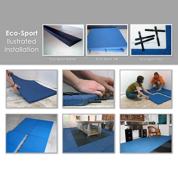 An Illustration on How To Instal Eco-Sport Ramps and Tiles with Eco-Sport Pins