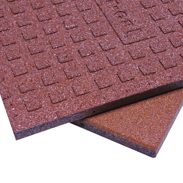 Two Terra Cotta Eco-Sport 1 inch Interlocking Rubber Flooring Tiles, Showing Top and Bottom Side