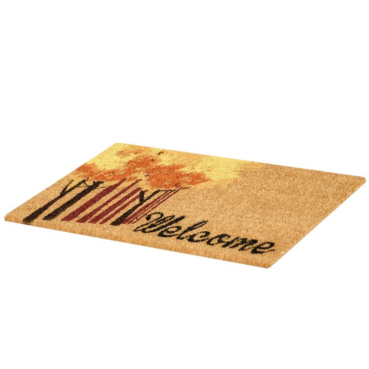 Side Product View of Welcome Fall Doormat with Fall Colors Design