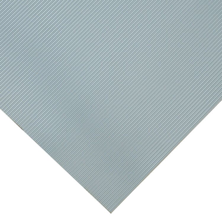 Corner of Gray Fine Ribbed Corrugated Rubber Flooring Roll
