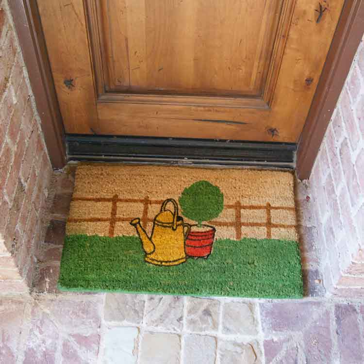Herb Garden Coir Entrance Mats with Wood Entrance Door