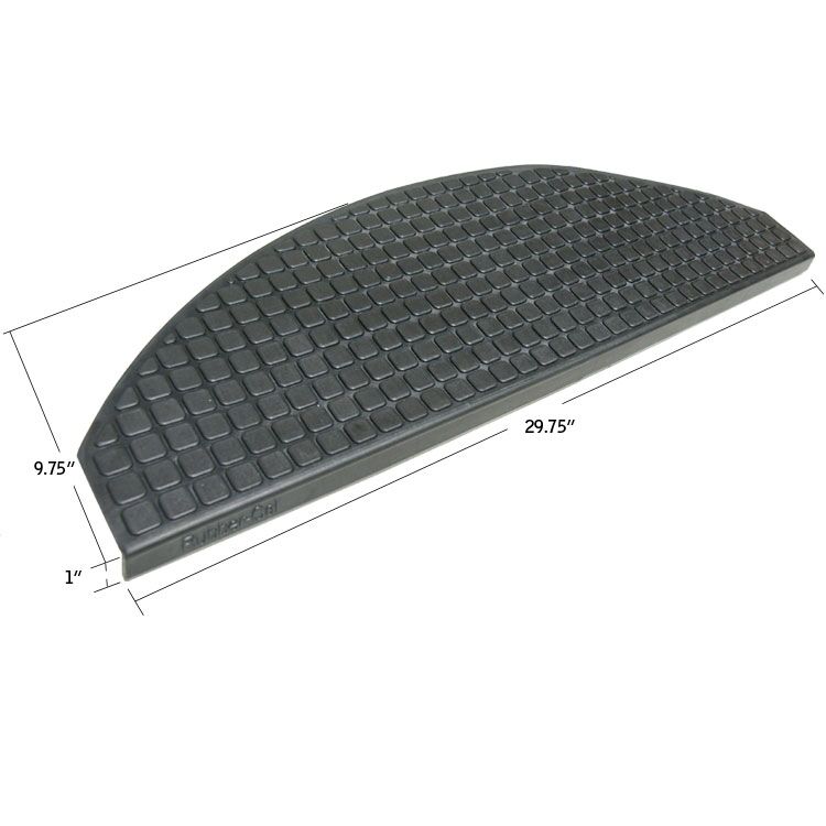 Dimensions of Half-Moon Shaped Black Block-Grip Rubber Stair Mat