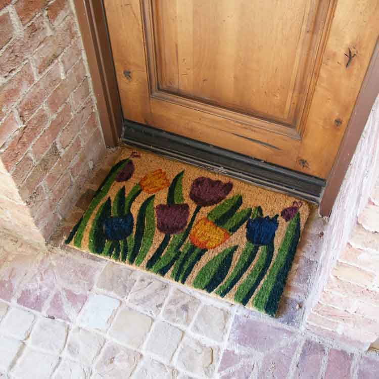 Tulip Garden Coco Doormat on Brick Entrance