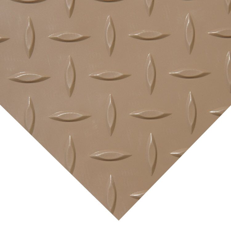Corner of Beige Diamond Plate Metallic PVC Flooring