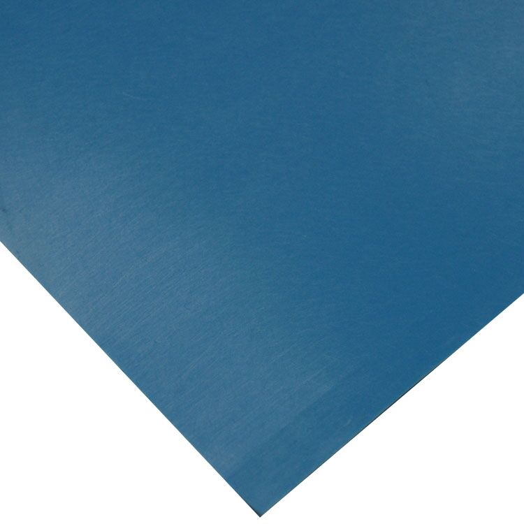 Close Up Corner View of Silicone Commercial Grade Rubber Mat with Durometer 50A in Blue