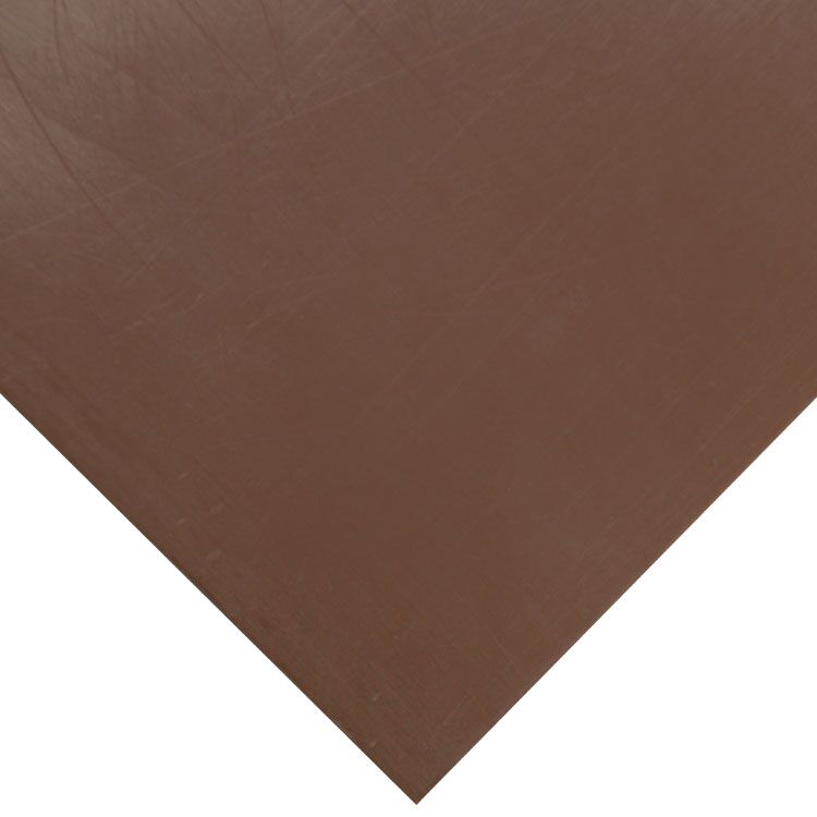 Close Up Corner View of Silicone Commercial Grade Rubber Sheet with Durometer 50A in Brown