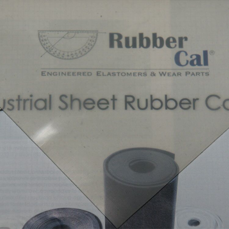 Close Up Corner View of Translucent Silicone Commercial Grade Rubber Sheet with 60A durometer