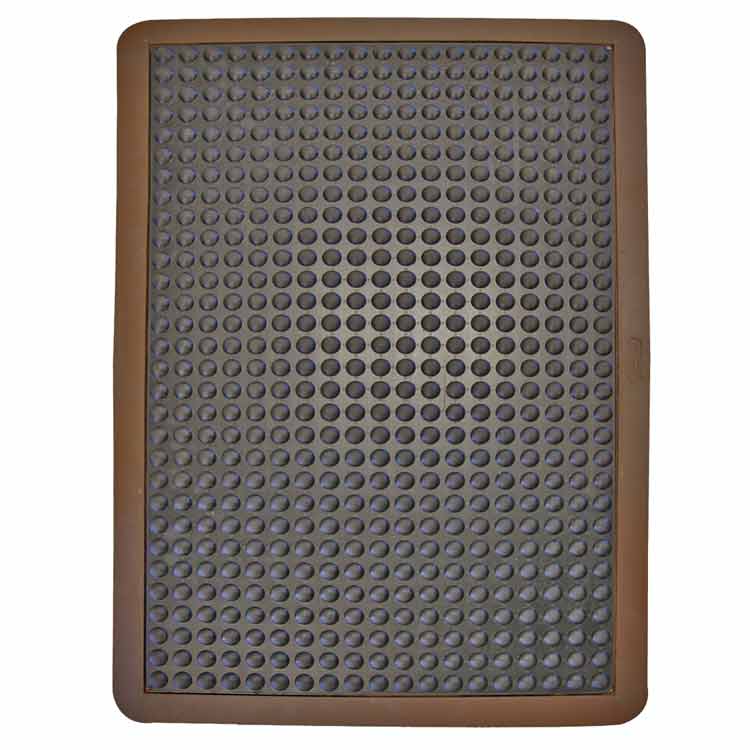 Black Rubber Anti-Fatigue Bubble Mat with Brown Border