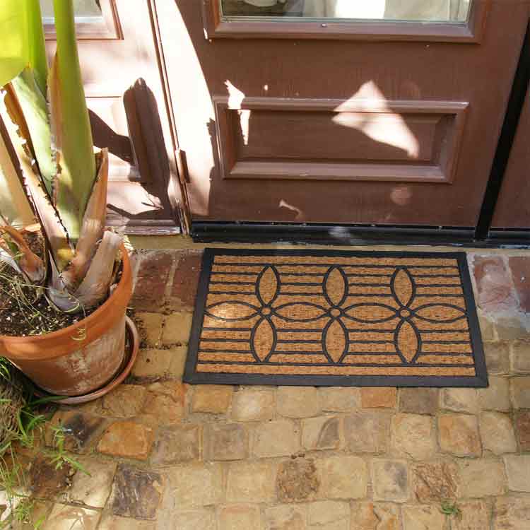 Cordoba Coco Rubber Backed Mat with Brown Entrance Door