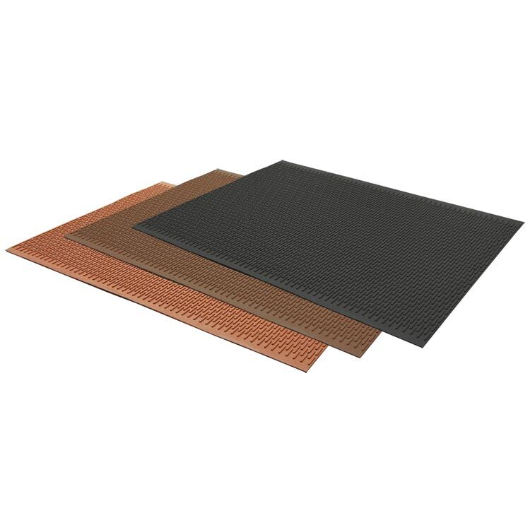 A Safe Grip Anti Slip Rubber Matting Product Shot, In All Three Colors of Black, Brown, and Red