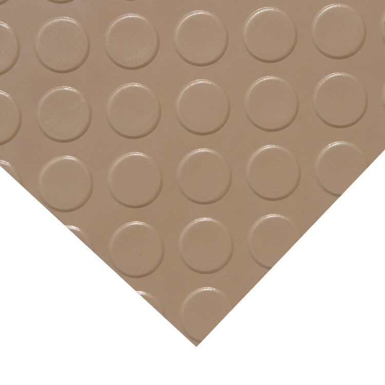 Close Up View of Beige Metallic Coin Grip PVC Flooring
