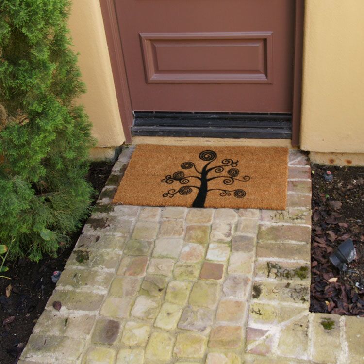 Deciduous Tree Modern Door Mats with Brown Entrance Door