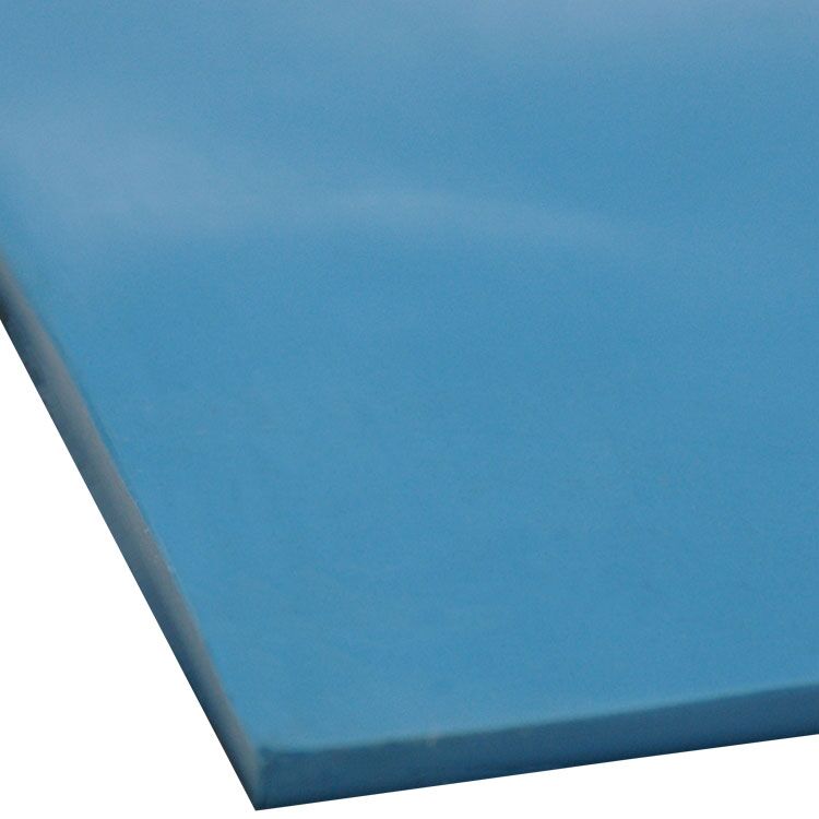 Close Up Corner View of Silicone Commercial Grade Rubber Mat with Durometer 50A in Blue