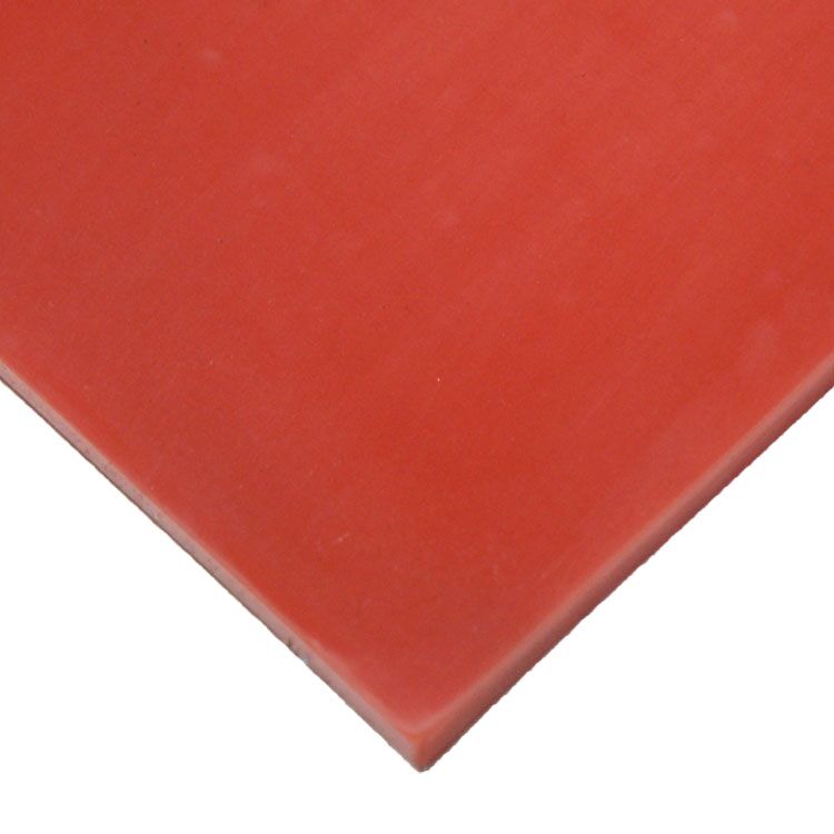 Close Up Texture View of Silicone Commercial Grade Rubber Sheet with Durometer 60A in Red