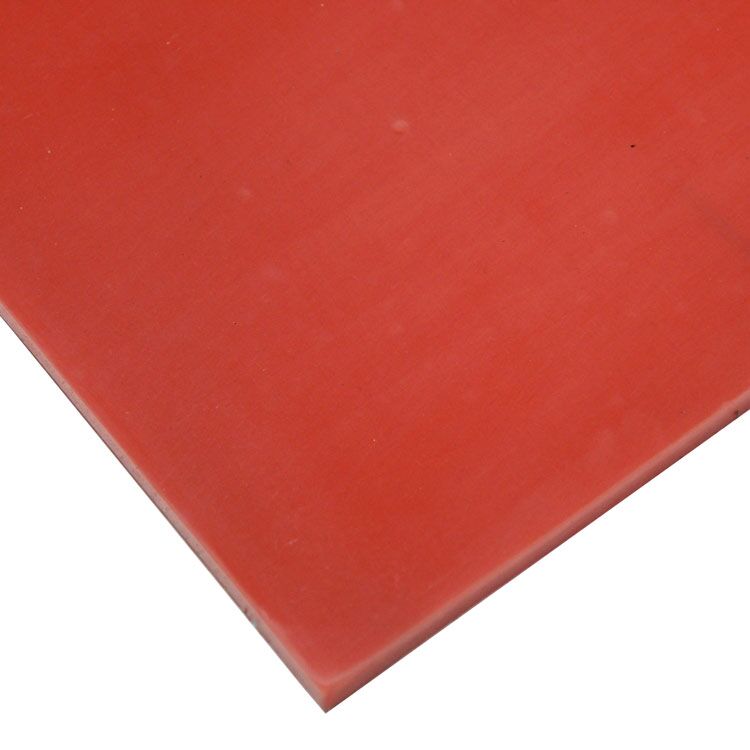 Close Up Texture View of Silicone Commercial Grade Rubber Sheet with Durometer 70A in Red
