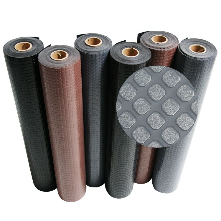 Six Block Grip PVC Flooring Rolls Standing Vertically Six Block Grip PVC Flooring Rolls Standing Vertically