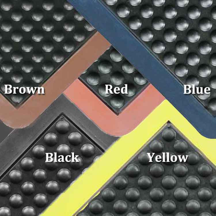 Overlapping Black Rubber Bubble Mats with Available Border Colors - Brown, Red, Blue, Black, Yellow