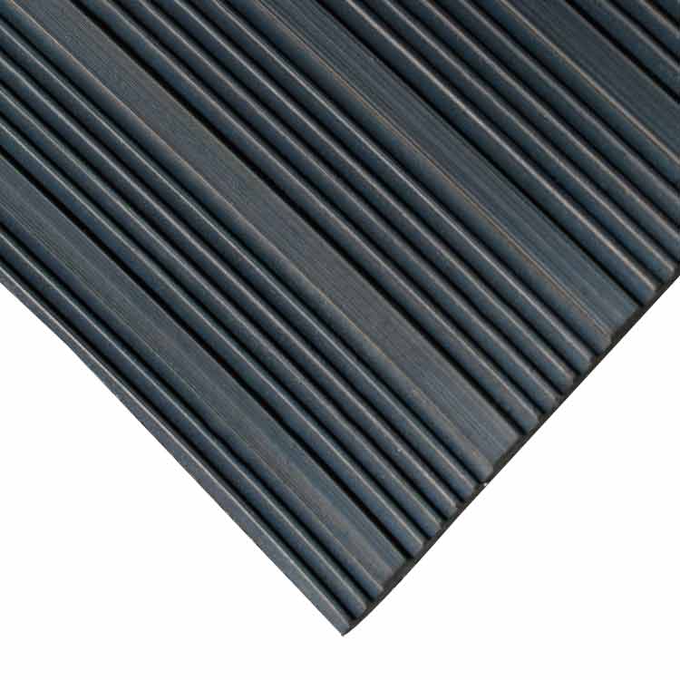 Close Up View of a Corner of the Black Corrugated Composite Rib Rubber Runner Mat Close Up View of a Corner of the Black Corrugated Composite Rib Rubber Runner Mat