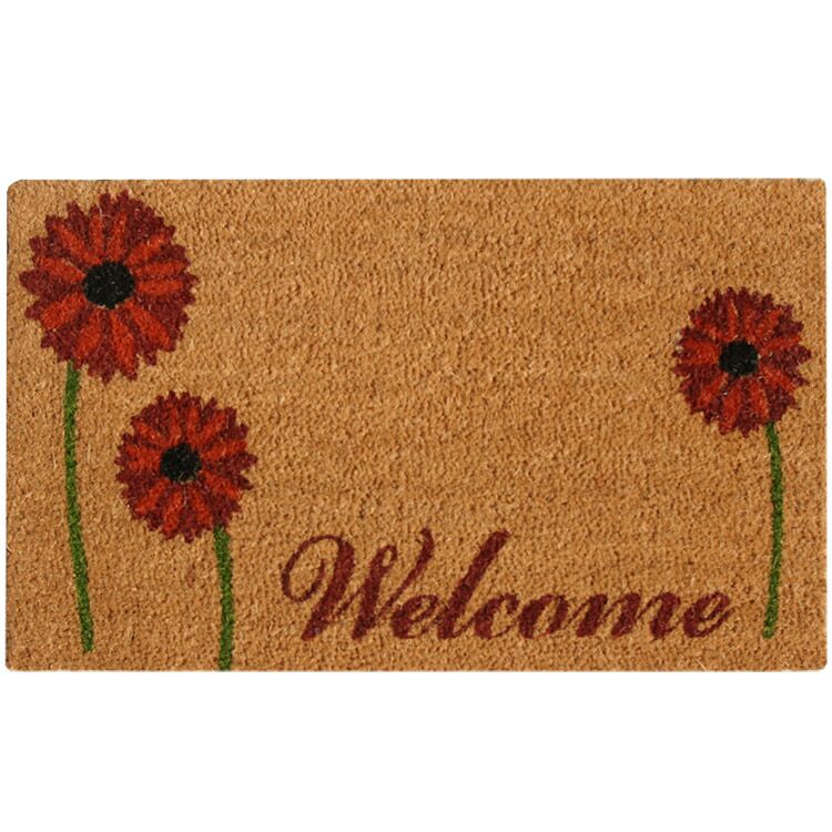 Full Product View of Welcome Flower Mat - Field of Red Daisies Full Product View of Welcome Flower Mat - Field of Red Daisies