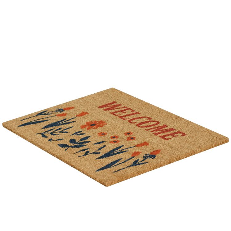 Welcome Doormat with Small Red Flowers as its Design