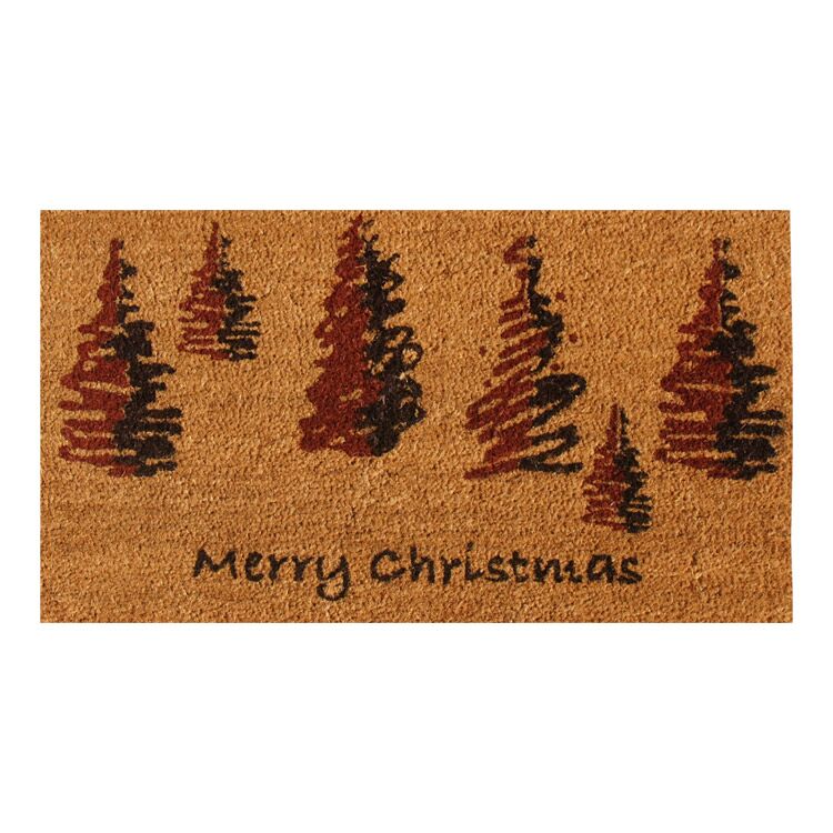 Full Product View of Outdoor Merry Christmas Coir Doormat with Scottish Fraser Fir Forest Design Full Product View of Outdoor Merry Christmas Coir Doormat with Scottish Fraser Fir Forest Design