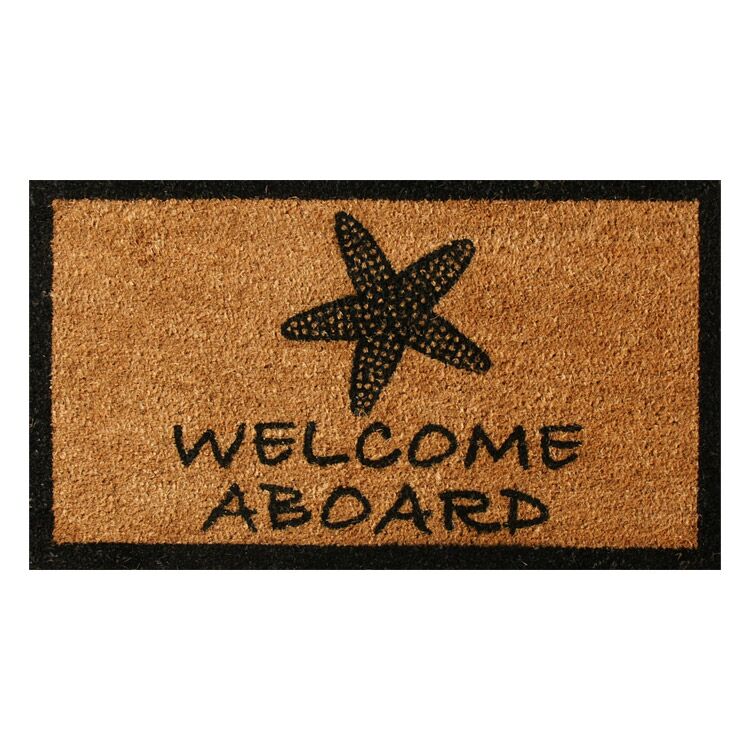 Full Product View of Welcome Aboard Coir Doormat with Seaside Shell Shack Design Full Product View of Welcome Aboard Coir Doormat with Seaside Shell Shack Design