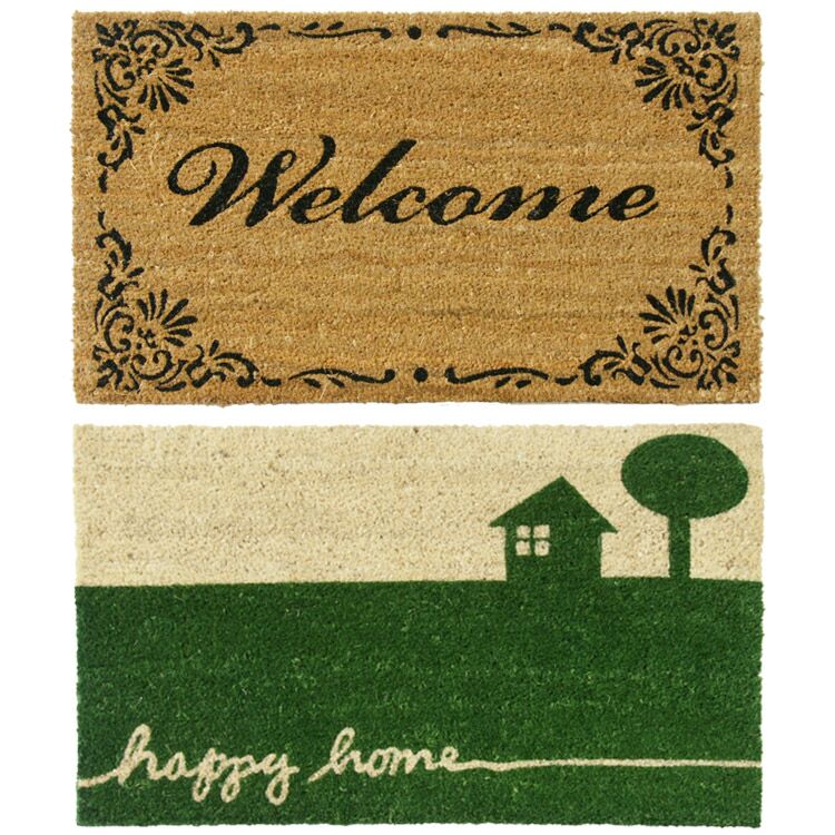 A Tan Welcome Mat and a Half Green and Cream A Tan Welcome Mat and a Half Green and Cream