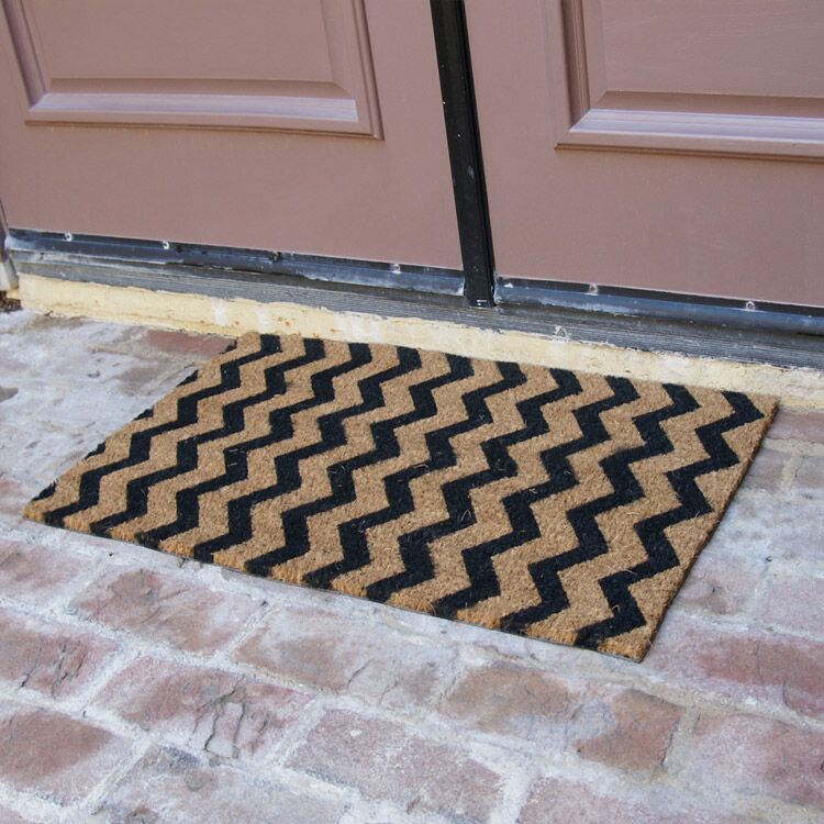 Modern Lattice Contemporary Coir Mats with Double Entrance Doors