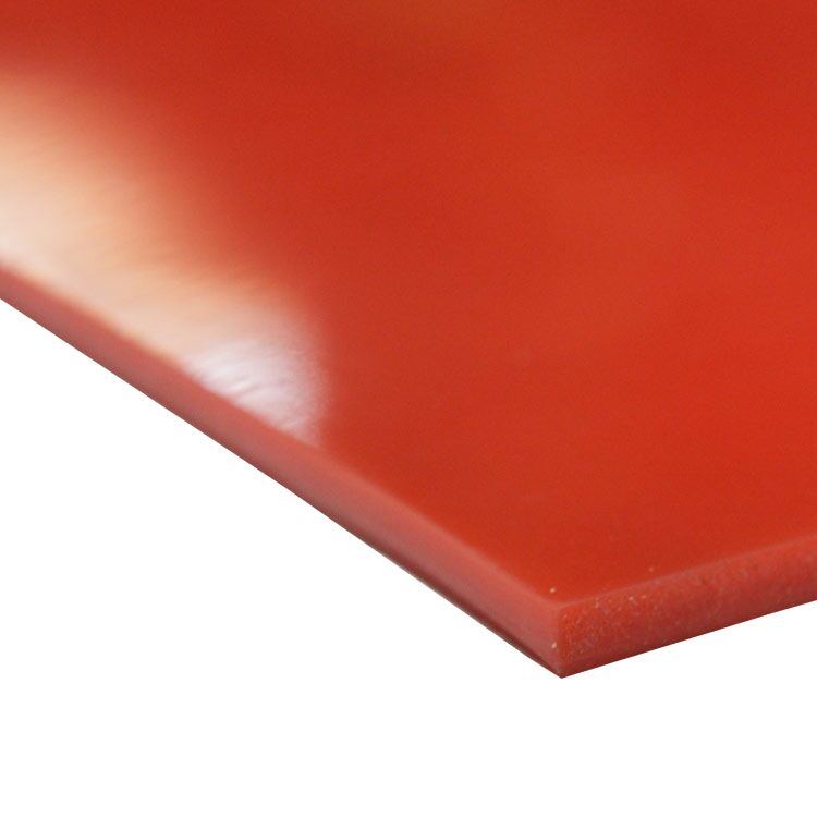 Close Up Corner View of Silicone Commercial Grade Rubber Mat with Durometer 70A in Red Close Up Corner View of Silicone Commercial Grade Rubber Mat with Durometer 70A in Red