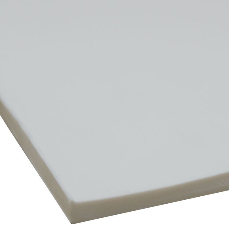 Close Up Corner View of Silicone Commercial Grade Rubber Sheet with Durometer 50A in White Close Up Corner View of Silicone Commercial Grade Rubber Sheet with Durometer 50A in White
